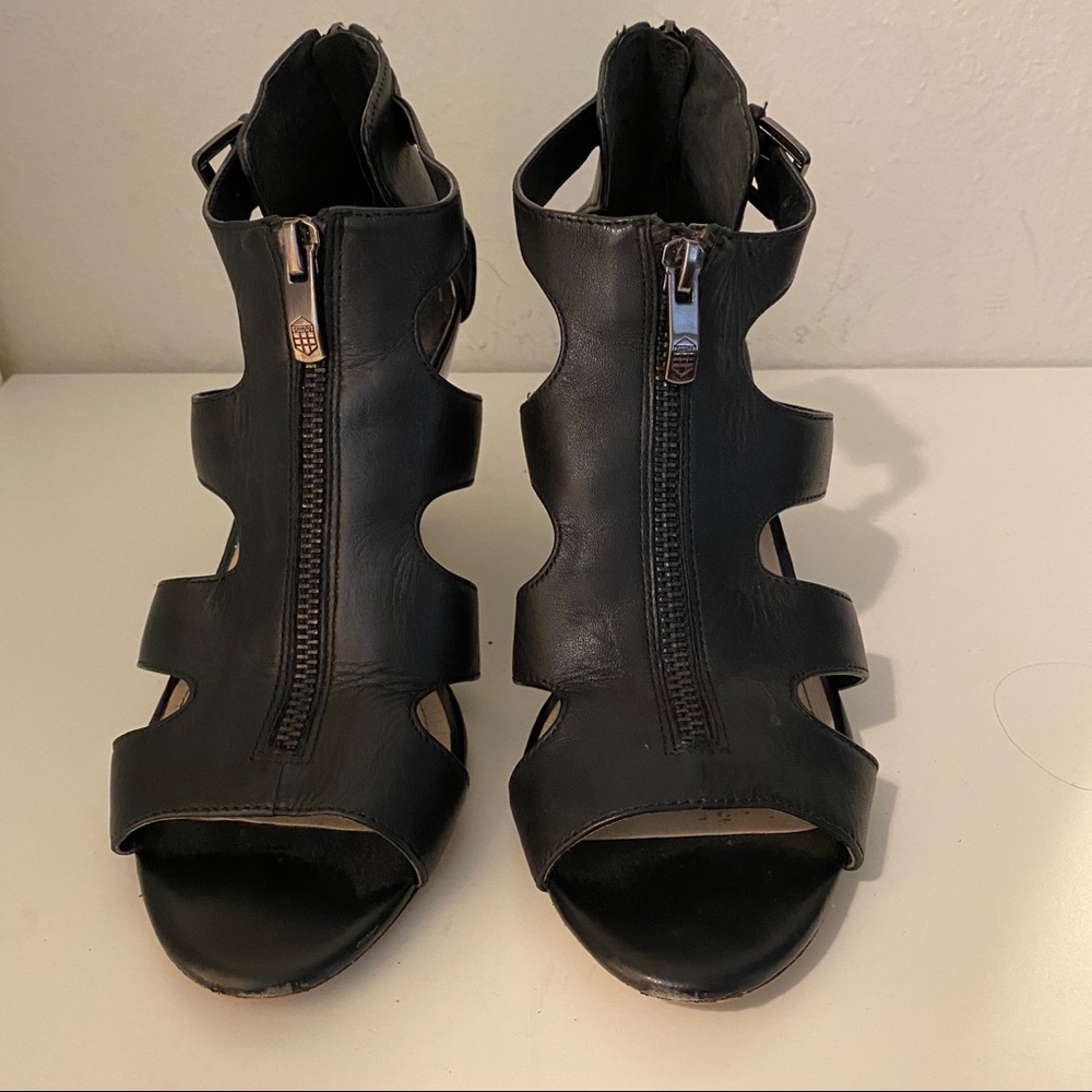 Vince Camuto heeled gladiator strappy bootie.